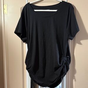 Lane Bryant Black Short Sleeve Top with Side Ruching